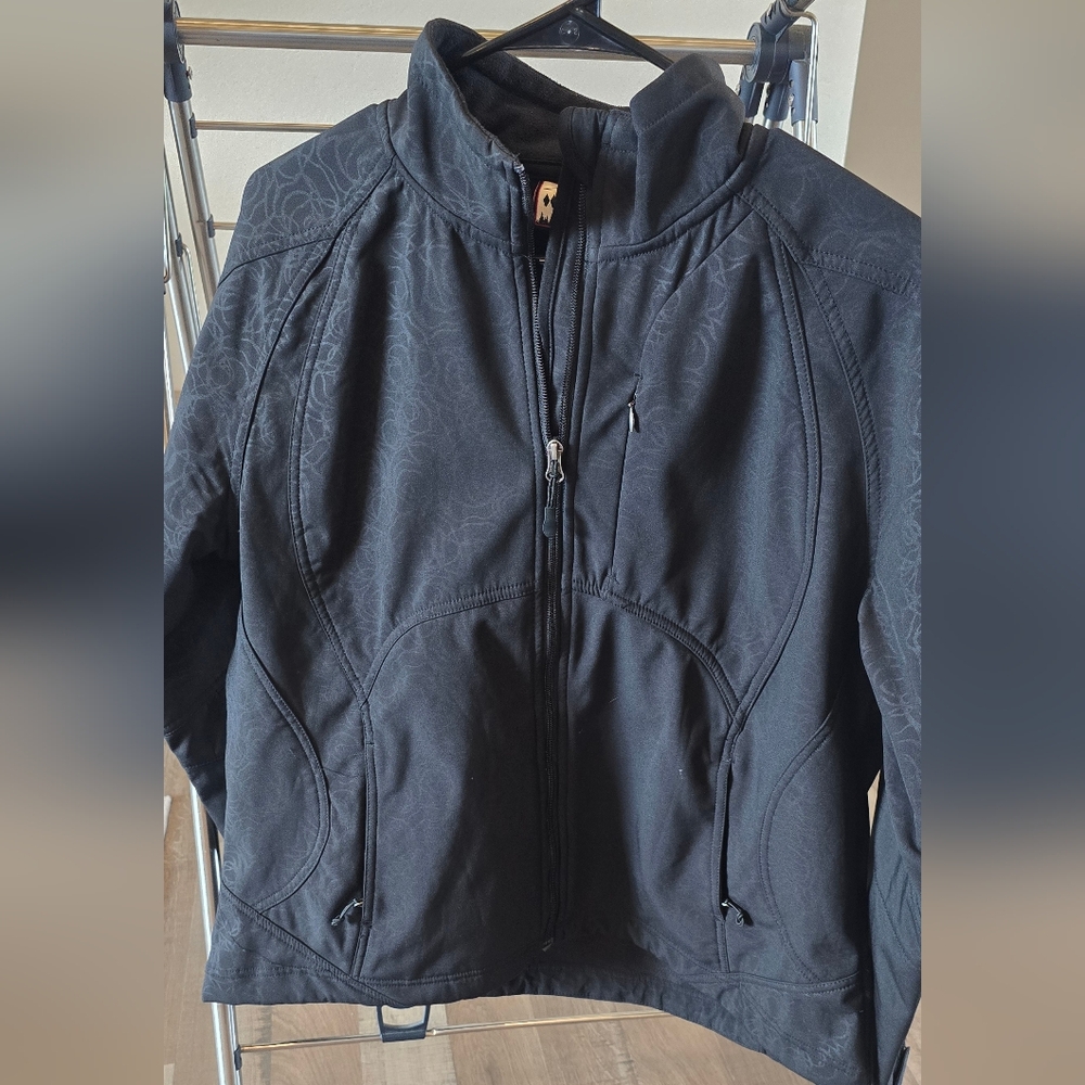 Black Patterned Zip-Up Jacket